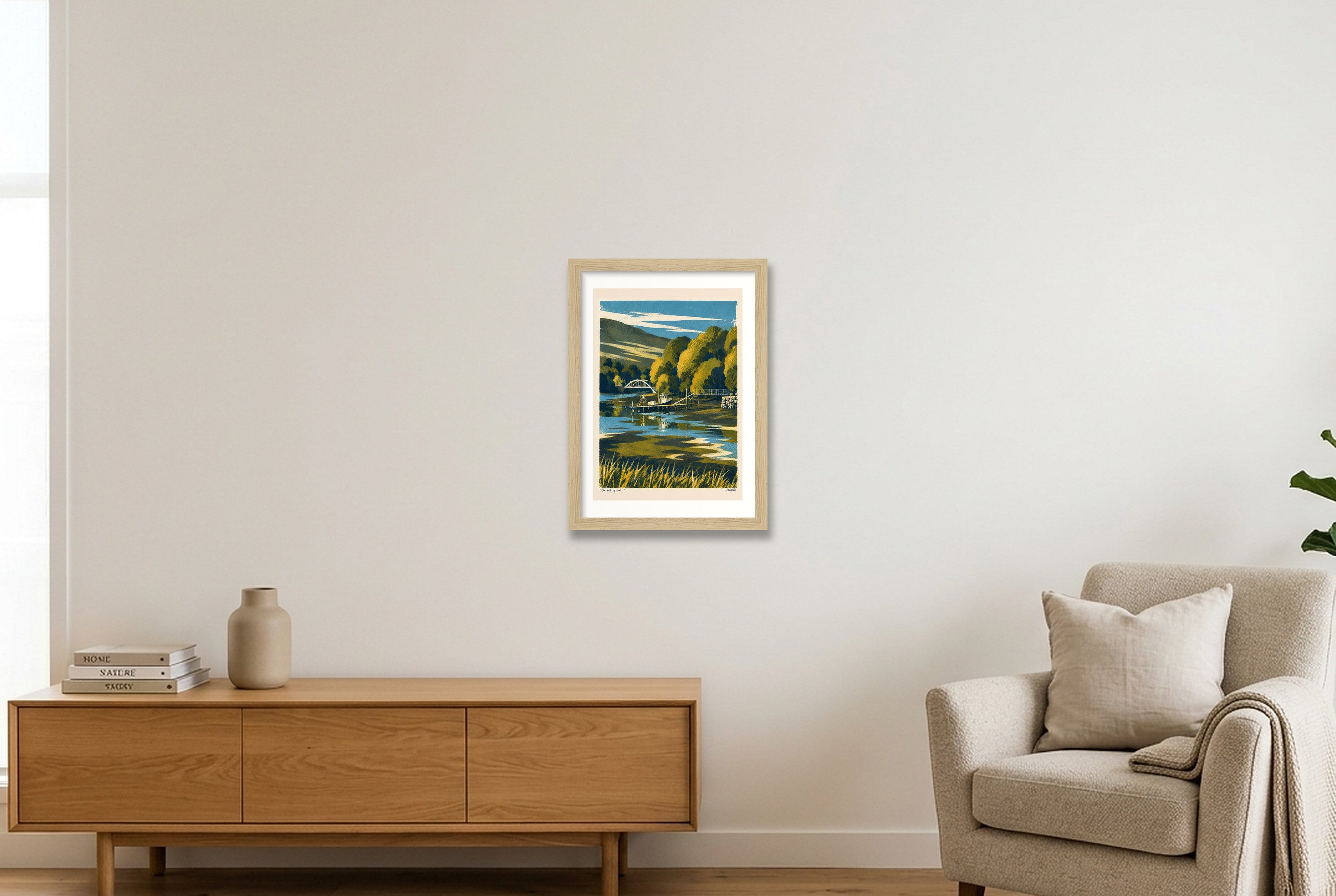 The Tide Is Low — Kenmare Bridge | Aviles Art Print — A4 (21×30cm, 8×12") Oak Frame
