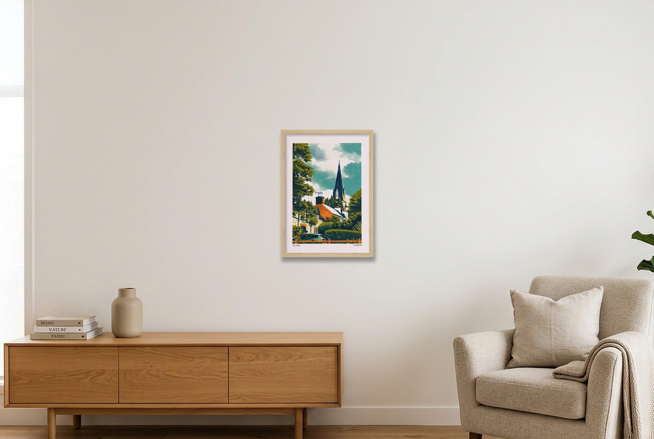 Rose Cottage — A3 (30×42cm, 12×17") Oak Frame