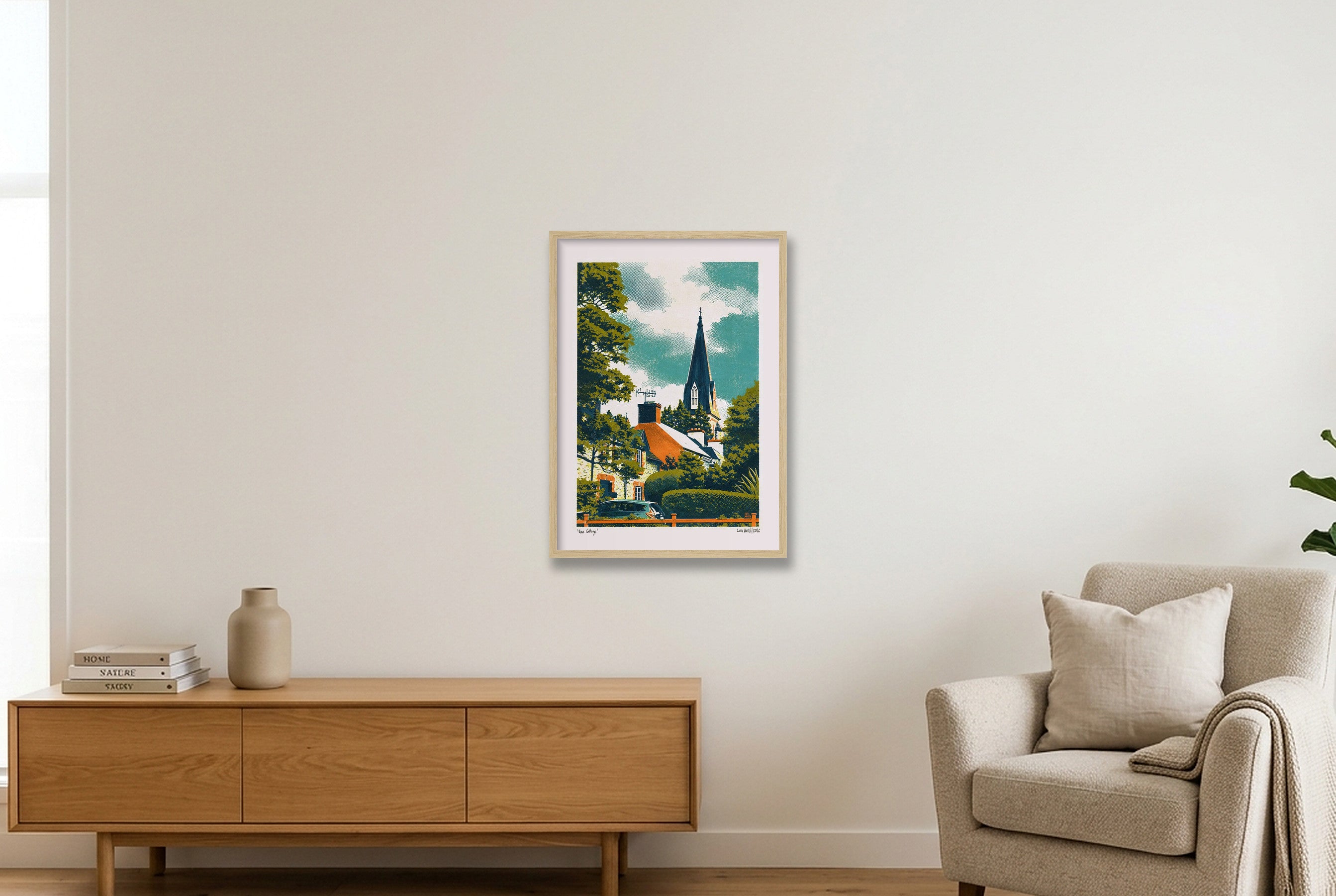 Rose Cottage — 42×59cm, 17×23" Oak Frame