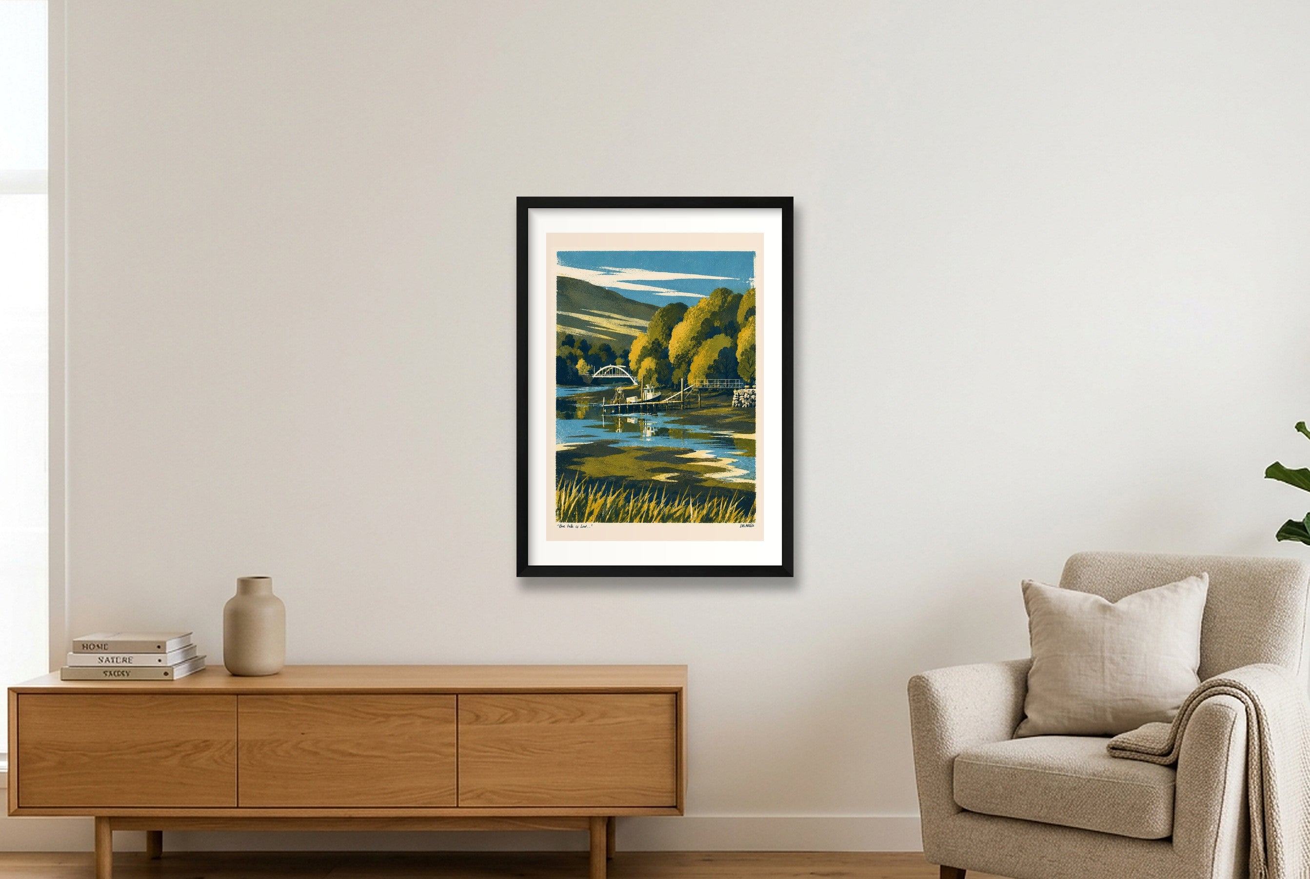 The Tide Is Low — Kenmare Bridge | Aviles Art Print — 42×59cm, 17×23" Black Frame