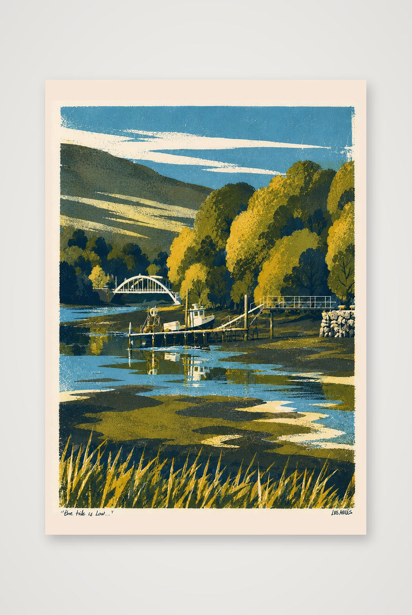 The Tide Is Low — Kenmare Bridge | Aviles Art Print — A4 (21×30cm, 8×12") Print only