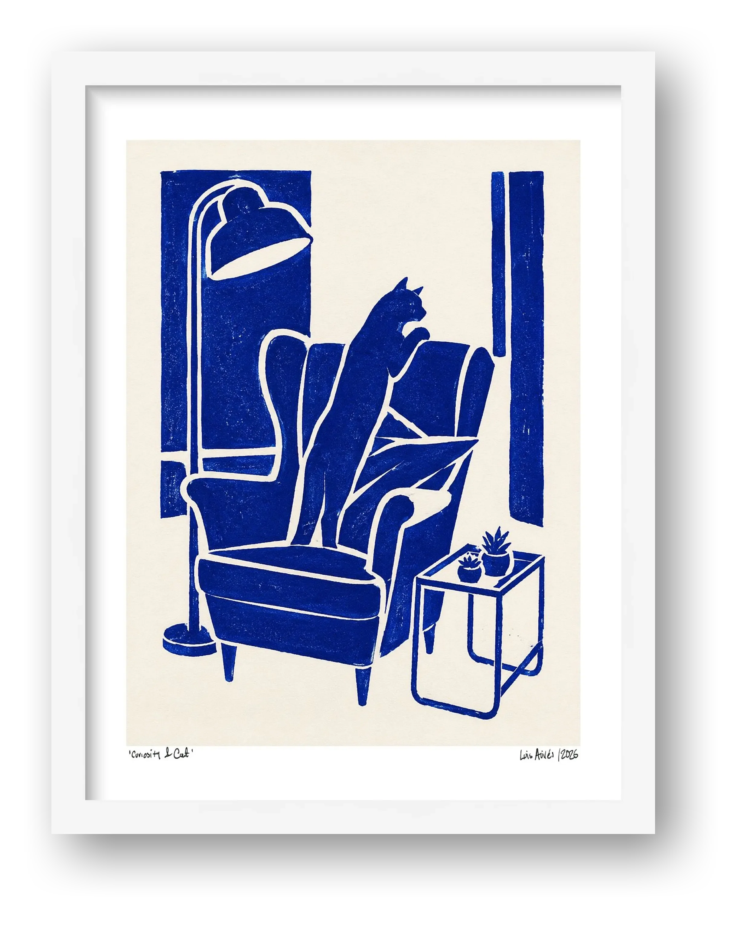 Cat in Cottage — framed