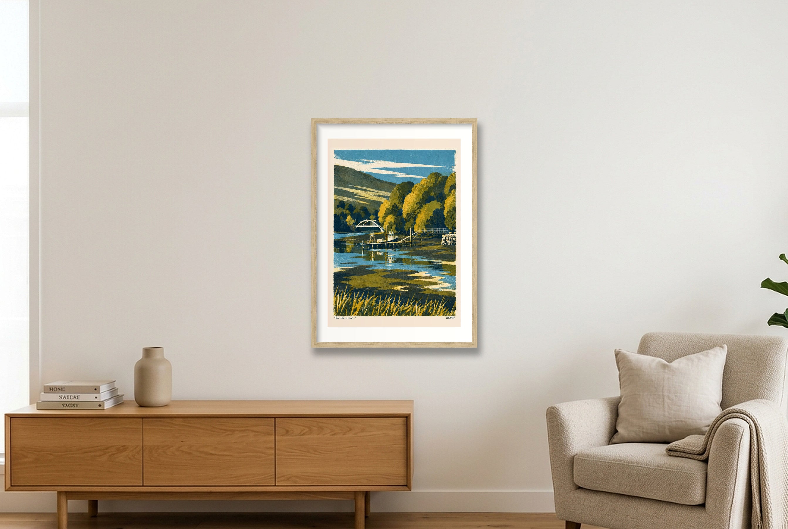The Tide Is Low — Kenmare Bridge | Aviles Art Print — 42×59cm, 17×23" Oak Frame