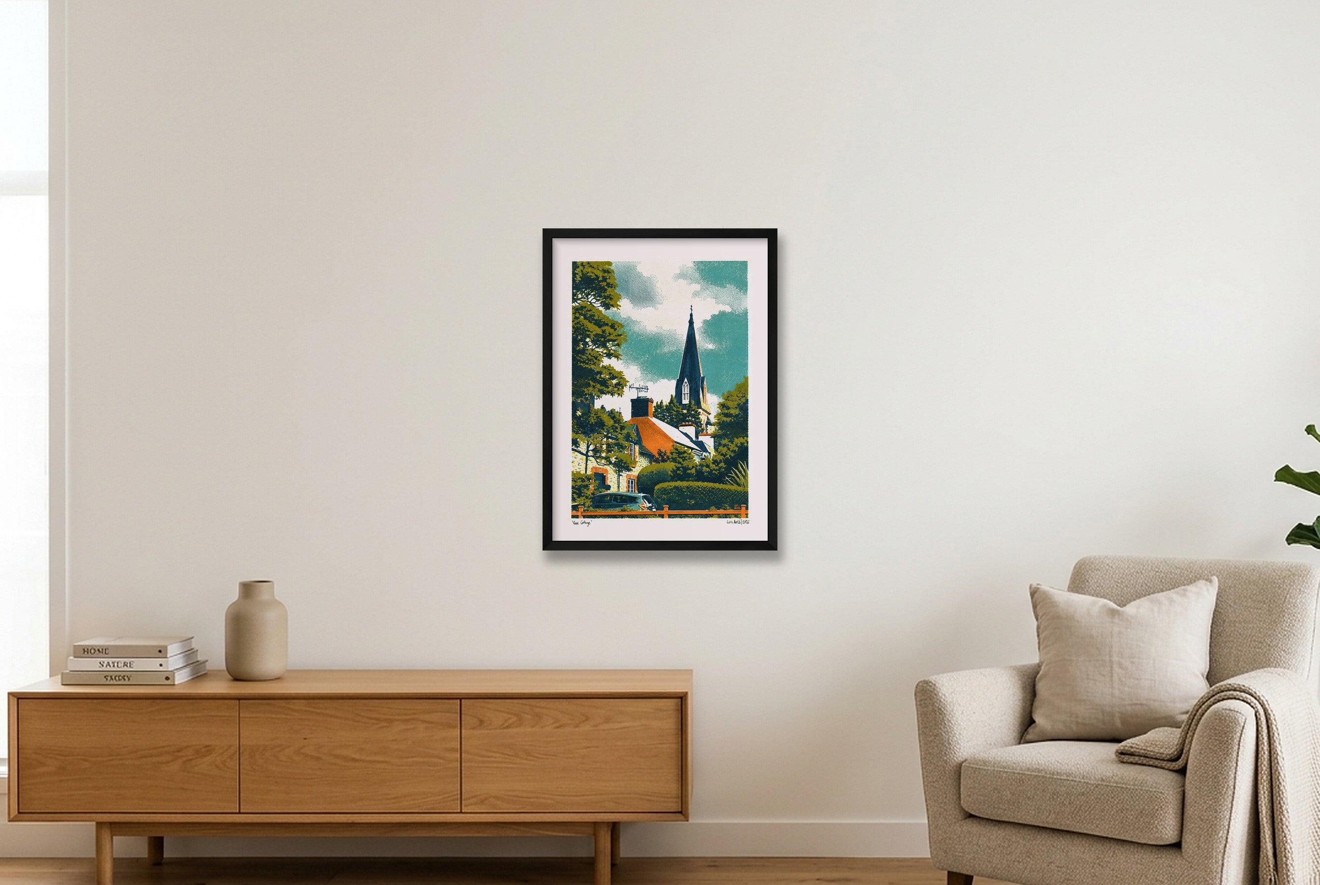 Rose Cottage — 42×59cm, 17×23" Black Frame