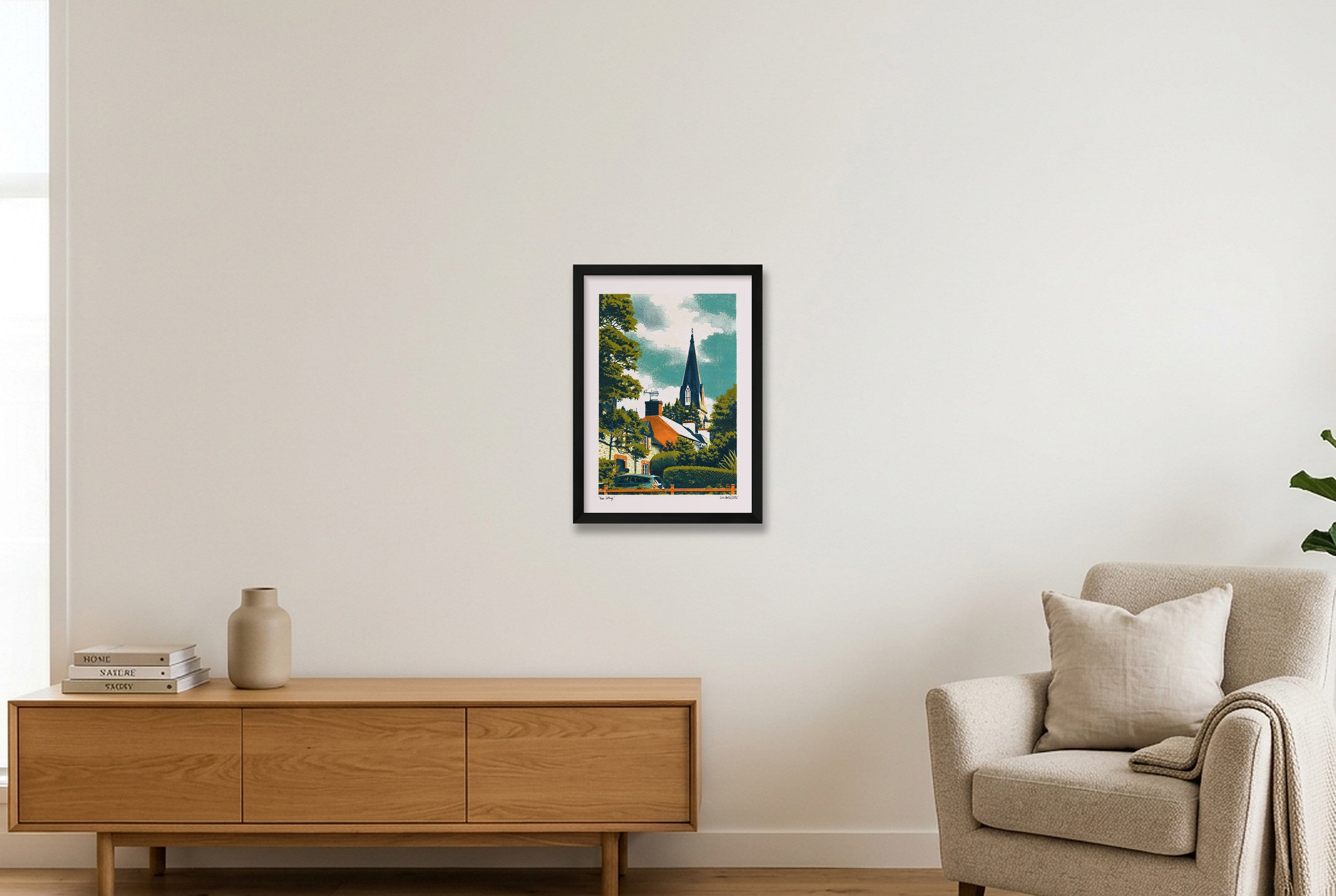Rose Cottage — A3 (30×42cm, 12×17") Black Frame