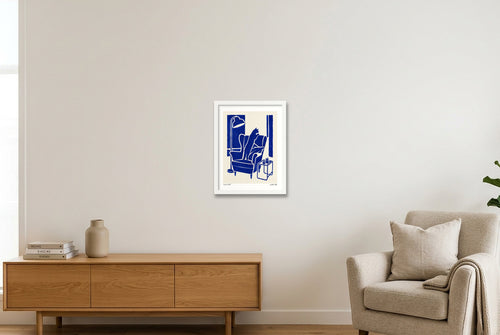 Cat in Cottage — 30×40cm, 12×16" White Frame