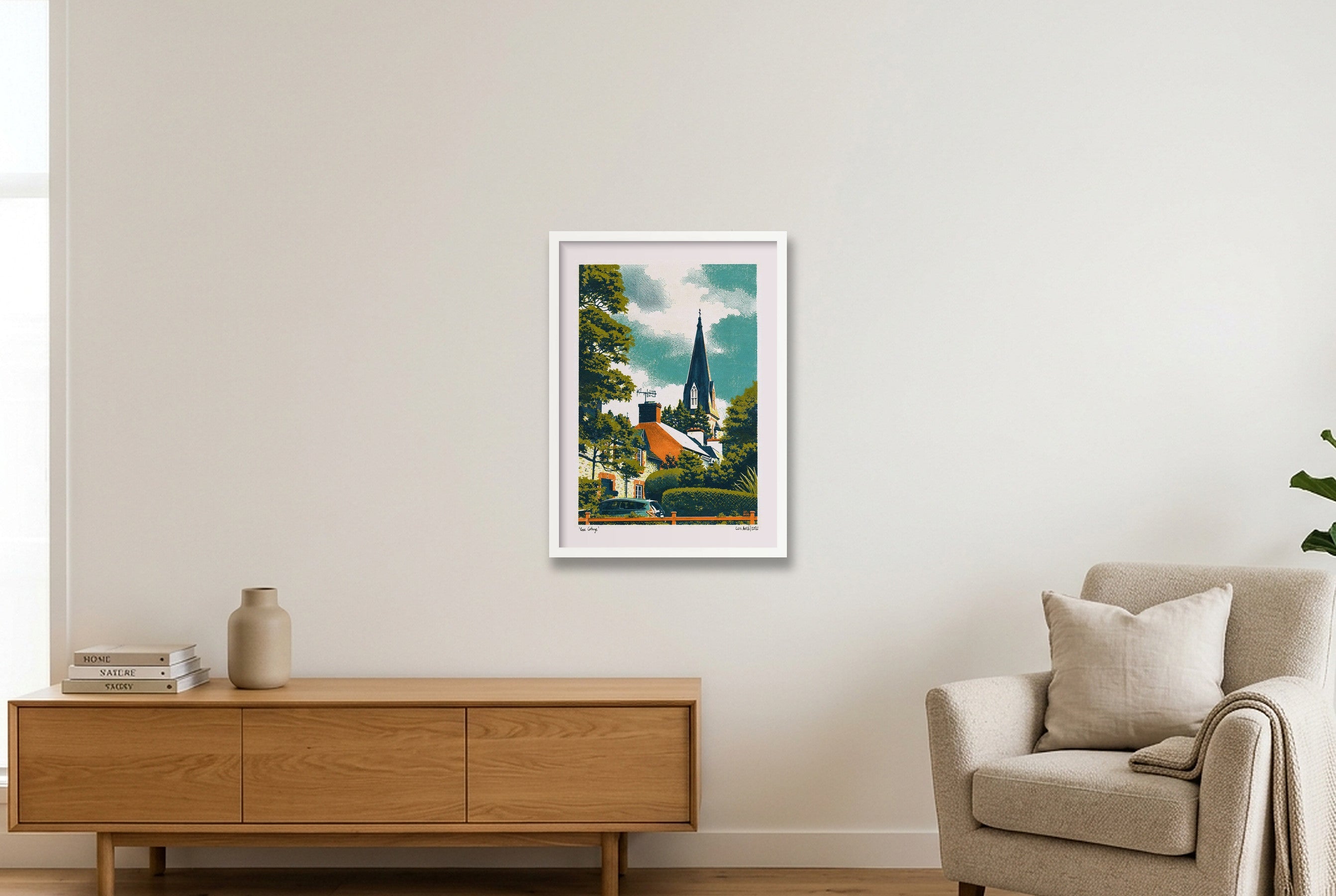 Rose Cottage — 42×59cm, 17×23" White Frame